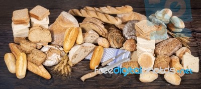 Fresh Assortment Of Baked Bread Varieties Stock Photo