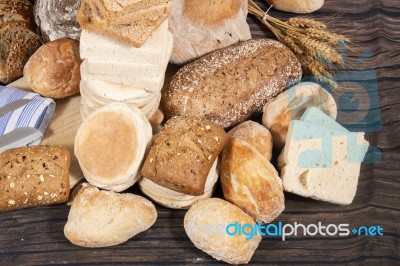 Fresh Assortment Of Baked Bread Varieties Stock Photo