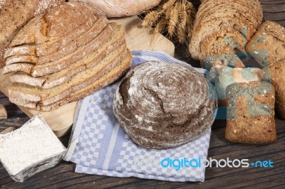 Fresh Assortment Of Baked Bread Varieties Stock Photo