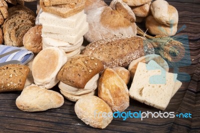 Fresh Assortment Of Baked Bread Varieties Stock Photo