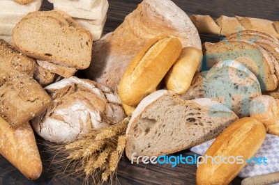 Fresh Assortment Of Baked Bread Varieties Stock Photo