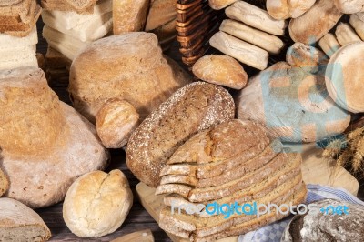 Fresh Assortment Of Baked Bread Varieties Stock Photo