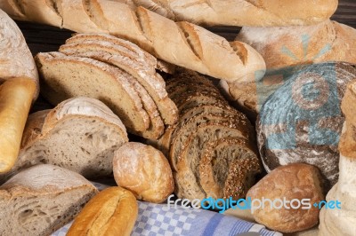 Fresh Assortment Of Baked Bread Varieties Stock Photo