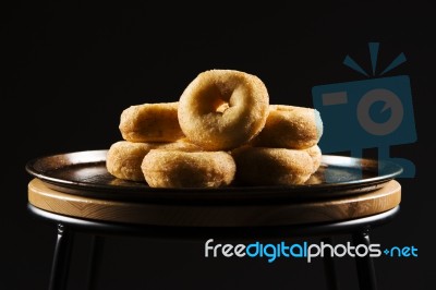 Fresh Baked Cinnamon Donuts Stock Photo