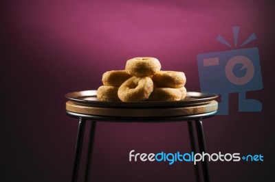 Fresh Baked Cinnamon Donuts Stock Photo