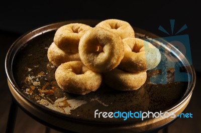 Fresh Baked Cinnamon Donuts Stock Photo