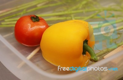 Fresh Bell Pepper And Tomatoes Stock Photo