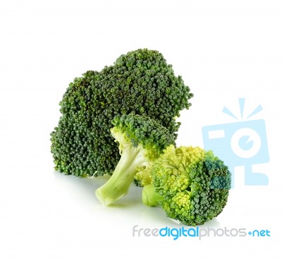 Fresh Broccoli Isolated On The White Background Stock Photo