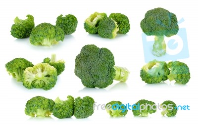 Fresh Broccoli Isolated On The White Background Stock Photo