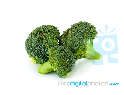 Fresh Broccoli Isolated On The White Background Stock Photo