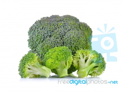 Fresh Broccoli Isolated On White Background Stock Photo