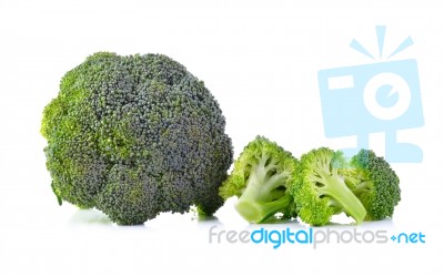 Fresh Broccoli Isolated On White Background Stock Photo