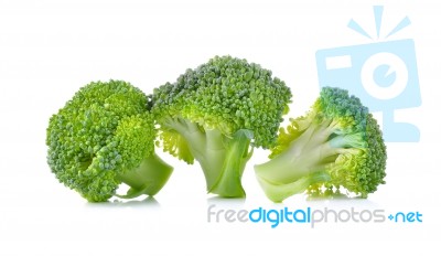 Fresh Broccoli Isolated On White Background Stock Photo