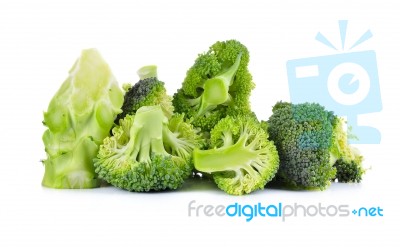 Fresh Broccoli Isolated On White Background Stock Photo