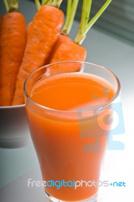 Fresh Carrot Juice Stock Photo