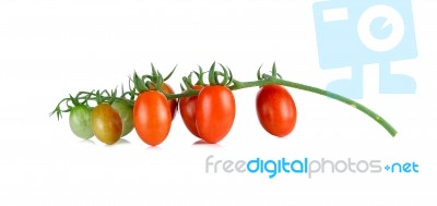 Fresh Cherry Tomatoes Isolated On White Background Stock Photo