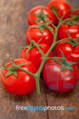 Fresh Cherry Tomatoes On A Cluster Stock Photo