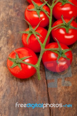 Fresh Cherry Tomatoes On A Cluster Stock Photo