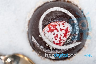 Fresh Chocolate Strawberry Mousse Stock Photo