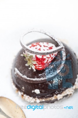 Fresh Chocolate Strawberry Mousse Stock Photo