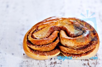 Fresh Cinnamon Roll Stock Photo