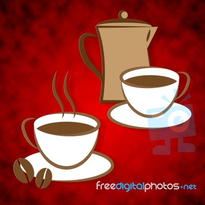 Fresh Coffee Shows Beverages Caffeine And Cafeteria Stock Image