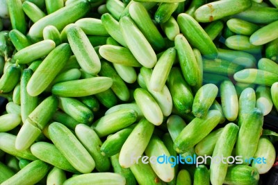 Fresh Cucumber In Market Stock Photo