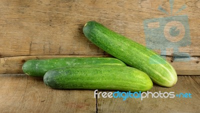 Fresh Cucumber On The Wooden Background Stock Photo