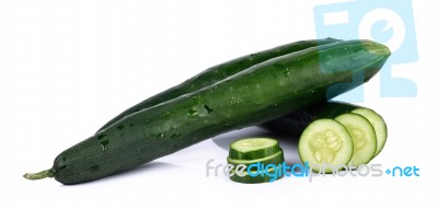 Fresh Cucumbers Isolated On White Background Stock Photo