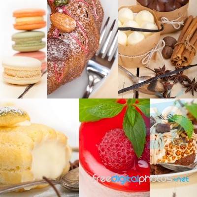 Fresh Dessert Cake Collage Stock Photo