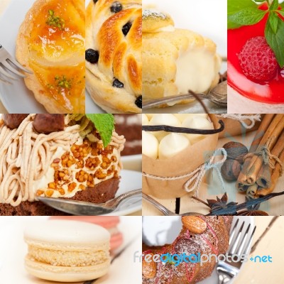 Fresh Dessert Cake Collage Stock Photo