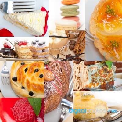 Fresh Dessert Cake Collage Stock Photo