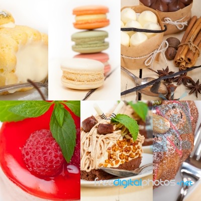 Fresh Dessert Cake Collage Stock Photo