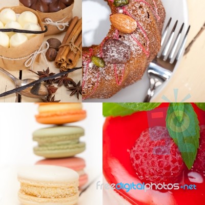 Fresh Dessert Cake Collage Stock Photo