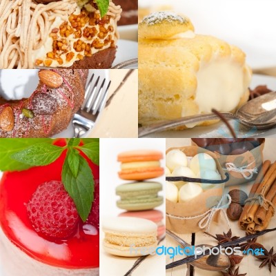 Fresh Dessert Cake Collage Stock Photo