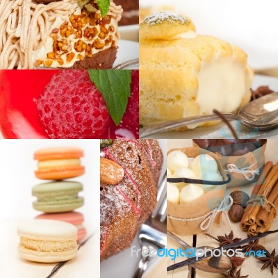 Fresh Dessert Cake Collage Stock Photo