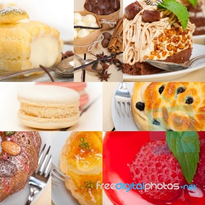 Fresh Dessert Cake Collage Stock Photo