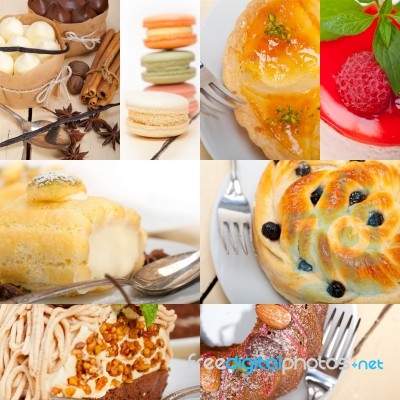 Fresh Dessert Cake Collage Stock Photo