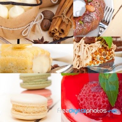 Fresh Dessert Cake Collage Stock Photo