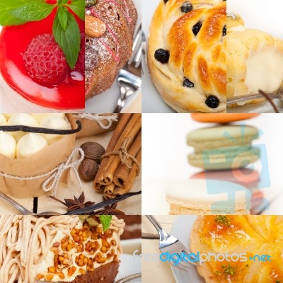 Fresh Dessert Cake Collage Stock Photo