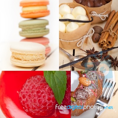 Fresh Dessert Cake Collage Stock Photo