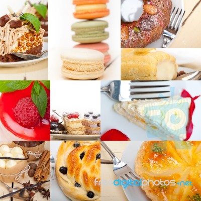 Fresh Dessert Cake Collage Stock Photo