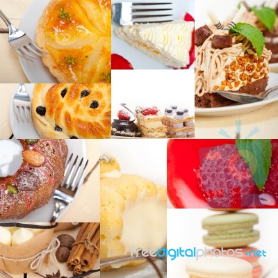 Fresh Dessert Cake Collage Stock Photo