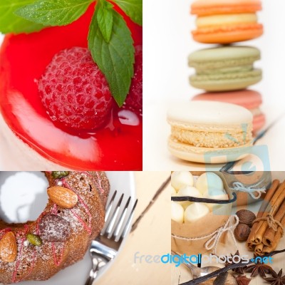 Fresh Dessert Cake Collage Stock Photo