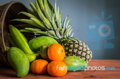 Fresh Fruit From The Basket Stock Photo