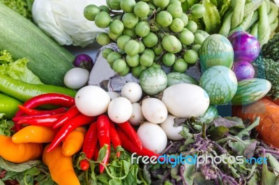 Fresh Fruits And Vegetables Stock Photo