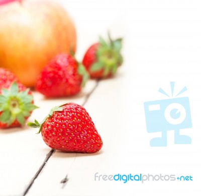 Fresh Fruits Apples Pears And Strawberrys Stock Photo