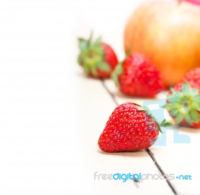 Fresh Fruits Apples Pears And Strawberrys Stock Photo