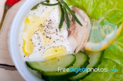 Fresh Garlic Cheese Dip Salad Stock Photo