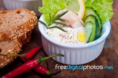 Fresh Garlic Cheese Dip Salad Stock Photo